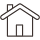 Simple line drawing of a house icon