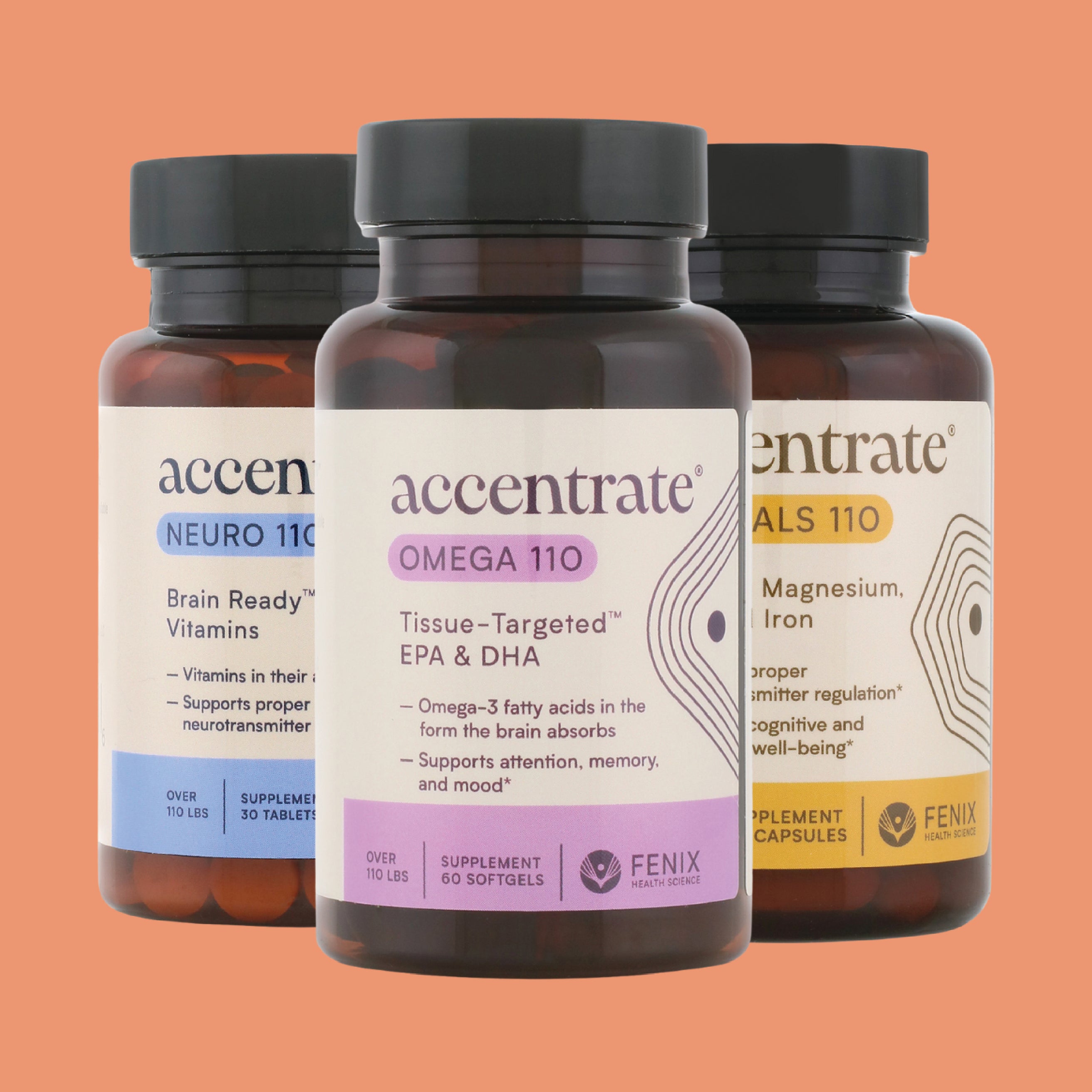 Accentrate® Omega 110, Neuro 110, and Minerals 110 Bundle Bundle Fenix Health Science