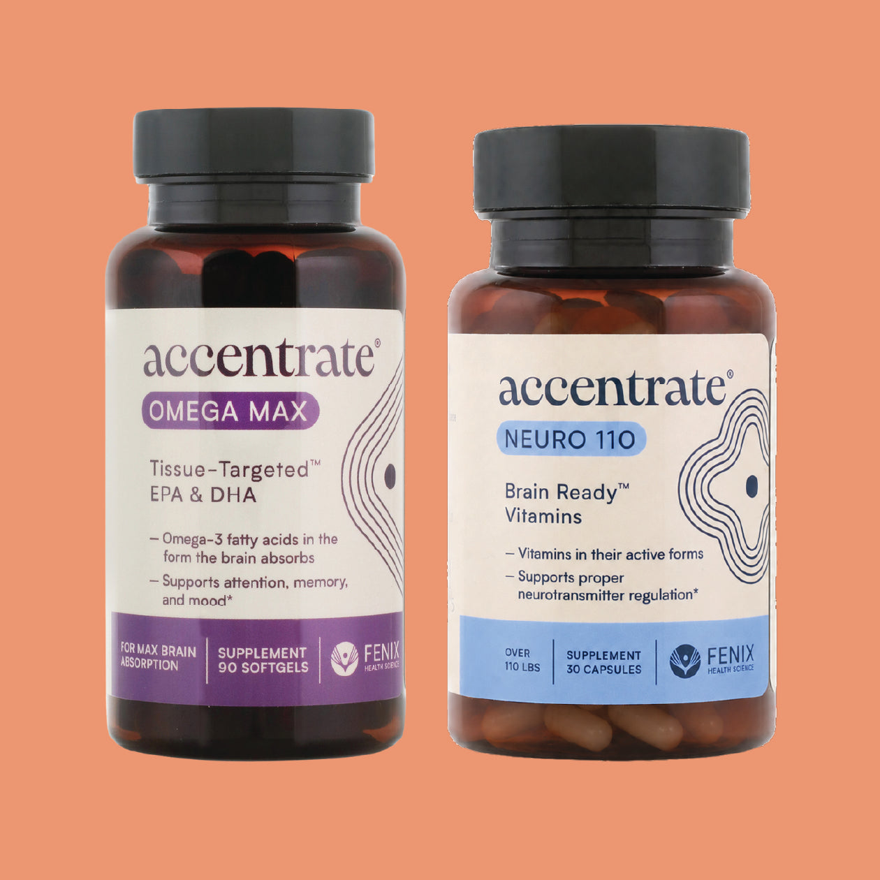 Accentrate® Omega Max & Neuro 110 Capsules Bundle Bundle Fenix Health Science 1 Month Supply
